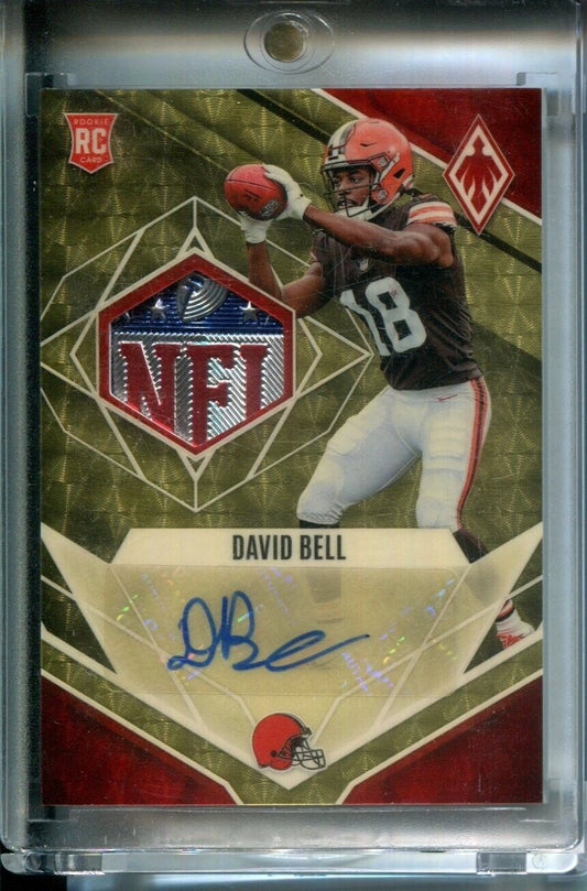 David Bell 2022 Panini Phoenix NFL SHIELD LOGO PATCH AUTO #1/1 Rookie GOLD VINYL