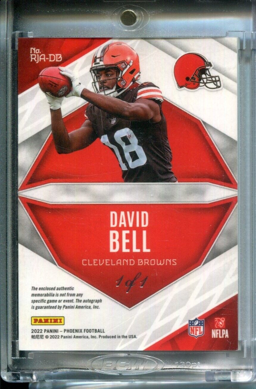 David Bell 2022 Panini Phoenix NFL SHIELD LOGO PATCH AUTO #1/1 Rookie GOLD VINYL