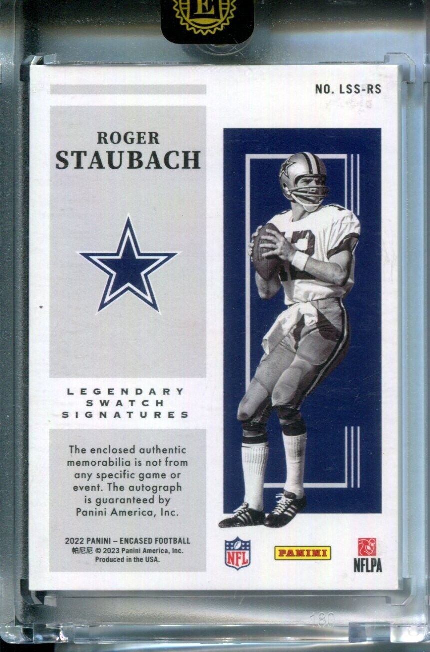 Roger Staubach 2022 Panini Encased NFL SHIELD LOGO Laundry Tag PATCH #1/1