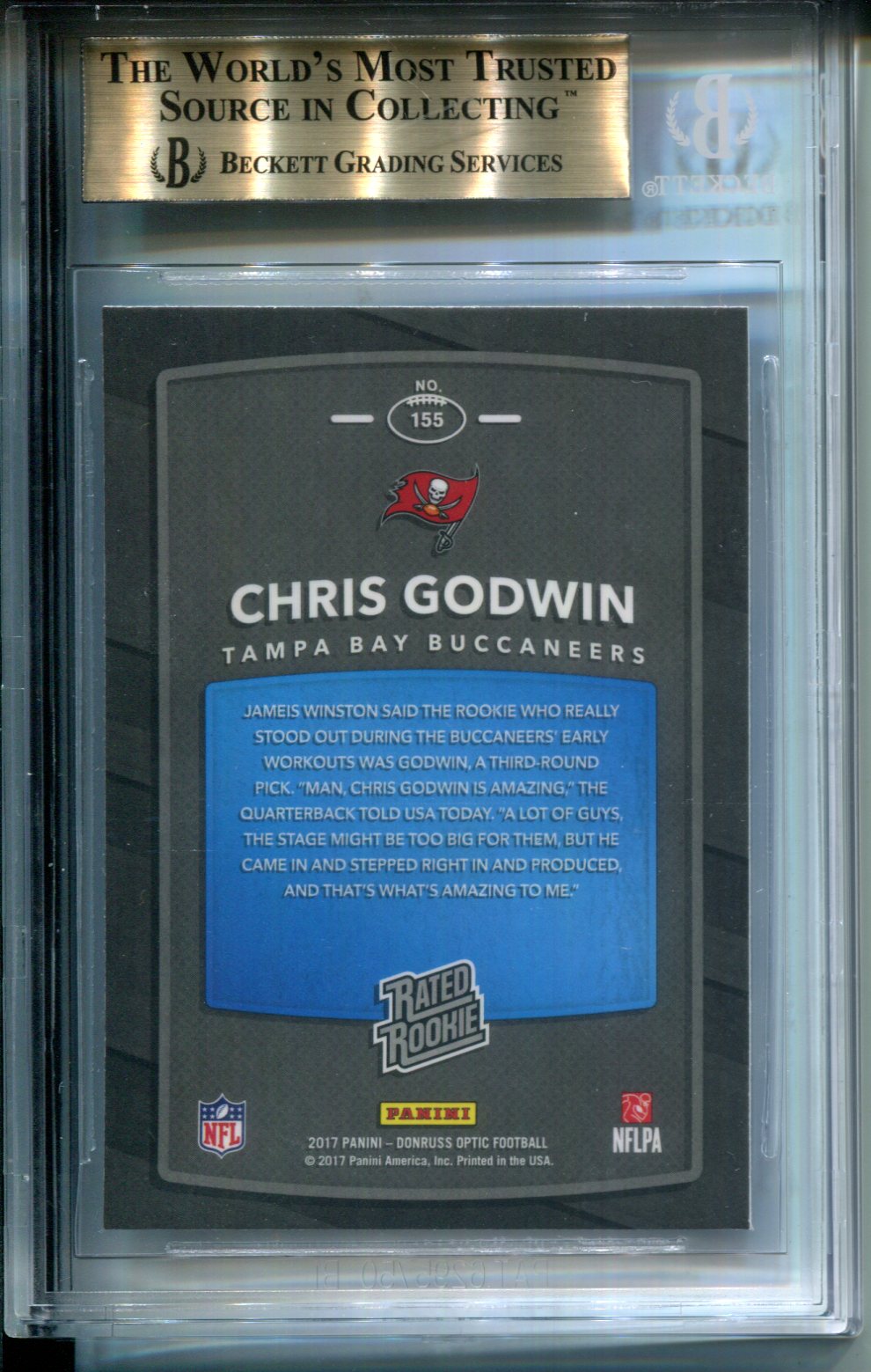 2017 Donruss Optic White Sparkle Chris Godwin Rated Rookie #155 BGS 9.5