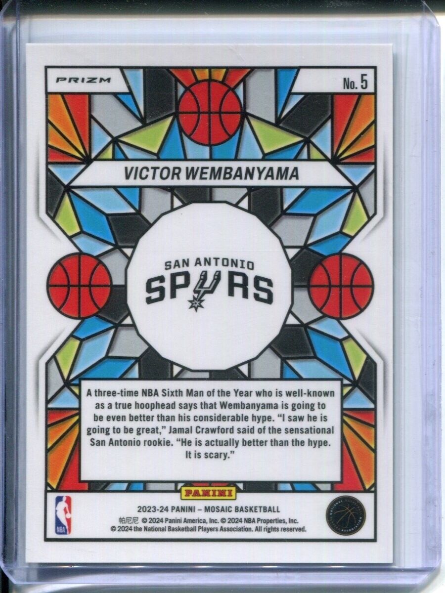 Victor Wembanyama 2023-24 Panini Mosaic SP Stained Glass #5 Rookie