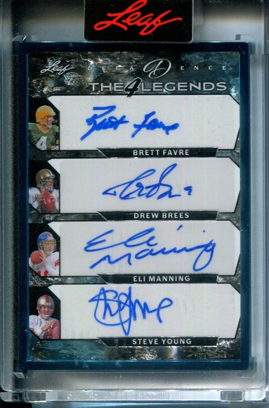 Brett Favre Drew Brees Eli Manning Steve Young 2024 Leaf Decadence AUTO #6/10