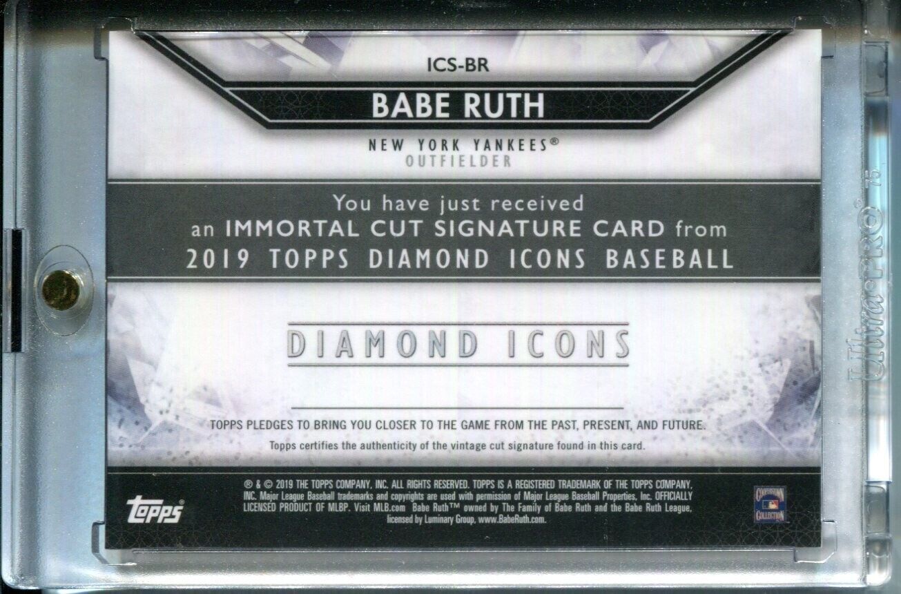 Babe Ruth 2019 Topps Diamond Icons Cut Signature AUTO Autograph #1/1 G.H. SP NY