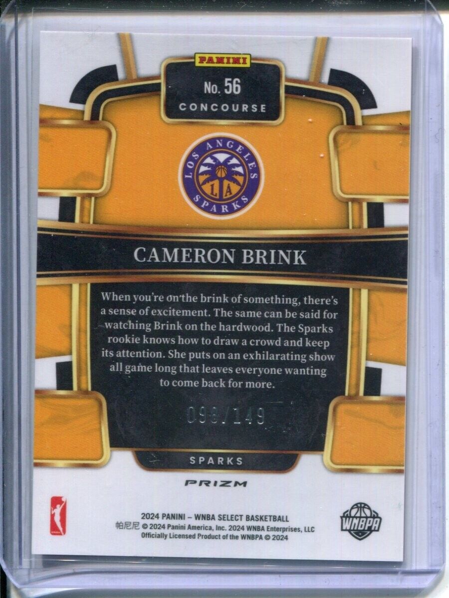 2024 Panini Select WNBA #56 RED PRIZM Rookie #98/149 Cameron Brink