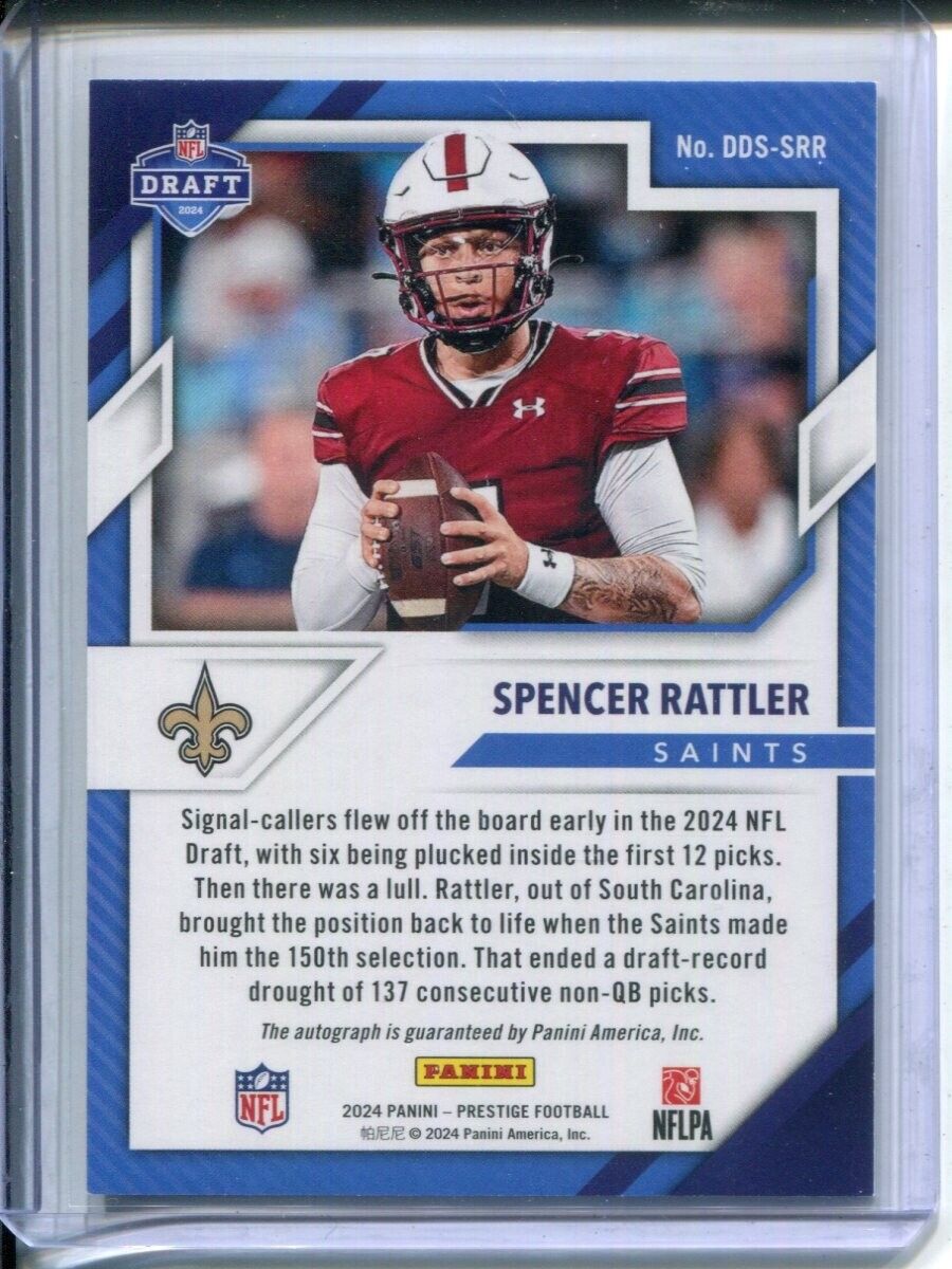 2024 Panini Prestige NFL Draft Day AUTO Autograph Spencer Rattler Rookie Saints