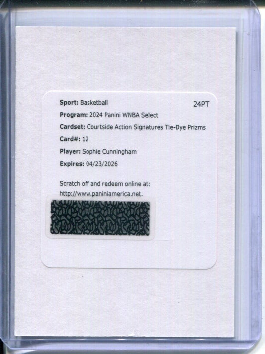 Sophie Cunningham 2024 Panini Select WNBA TIE-DYE Prizzm /25 AUTO REDEMPTION