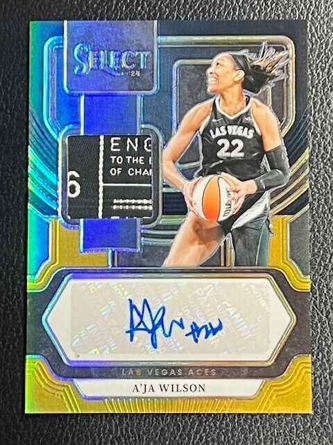 A'JA WILSON 2024 Panini Select Black Gold Prizm TAG Patch Auto 5/5 WNBA