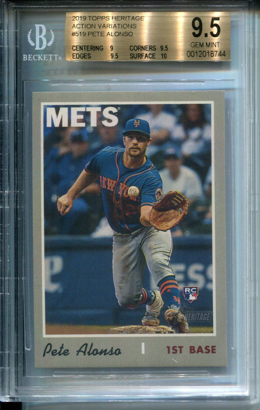 2019 Topps Heritage Action Variation Rookie Pete Alonso #519 BGS 9.5