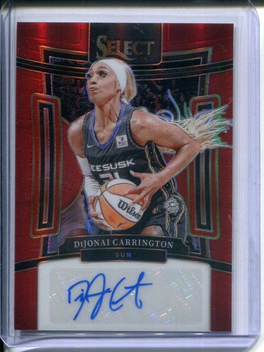 Dijonai Carrington 2024 Panini Select Red Prizm WNBA #93/99 AUTO Autograph