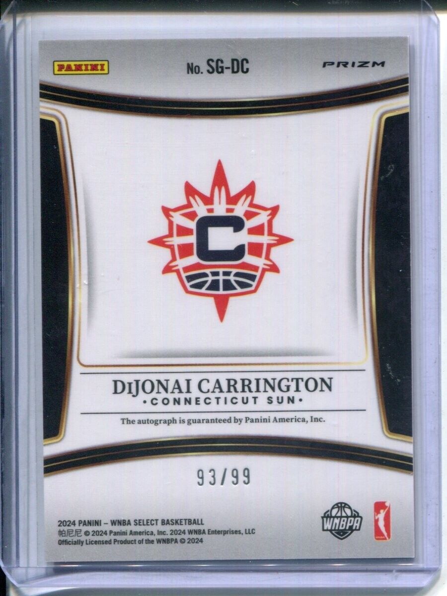 Dijonai Carrington 2024 Panini Select Red Prizm WNBA #93/99 AUTO Autograph