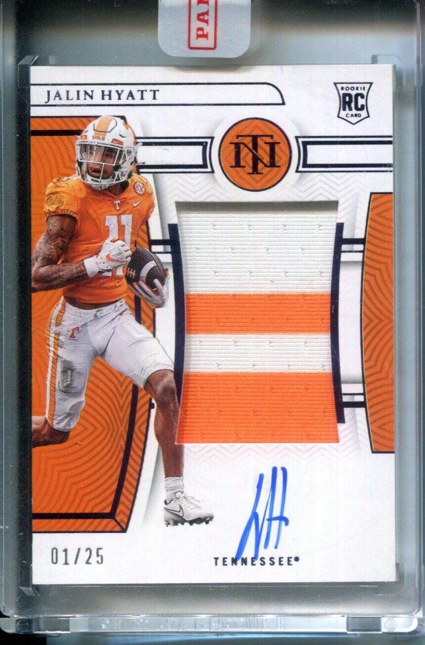 Jalin Hyatt 2023 Panini National Treasures RPA Rookie Patch AUTO #1/25 Tennessee