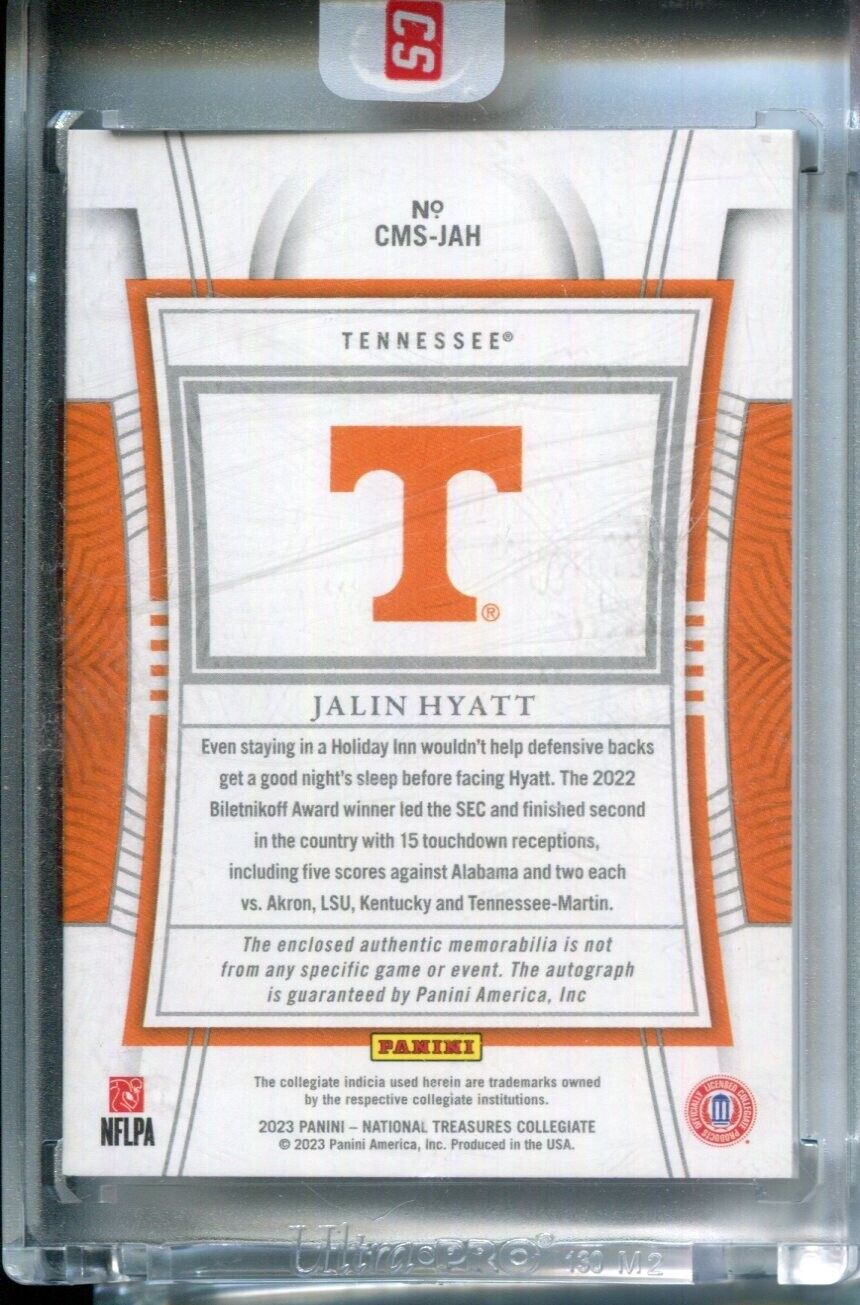 Jalin Hyatt 2023 Panini National Treasures RPA Rookie Patch AUTO #1/25 Tennessee