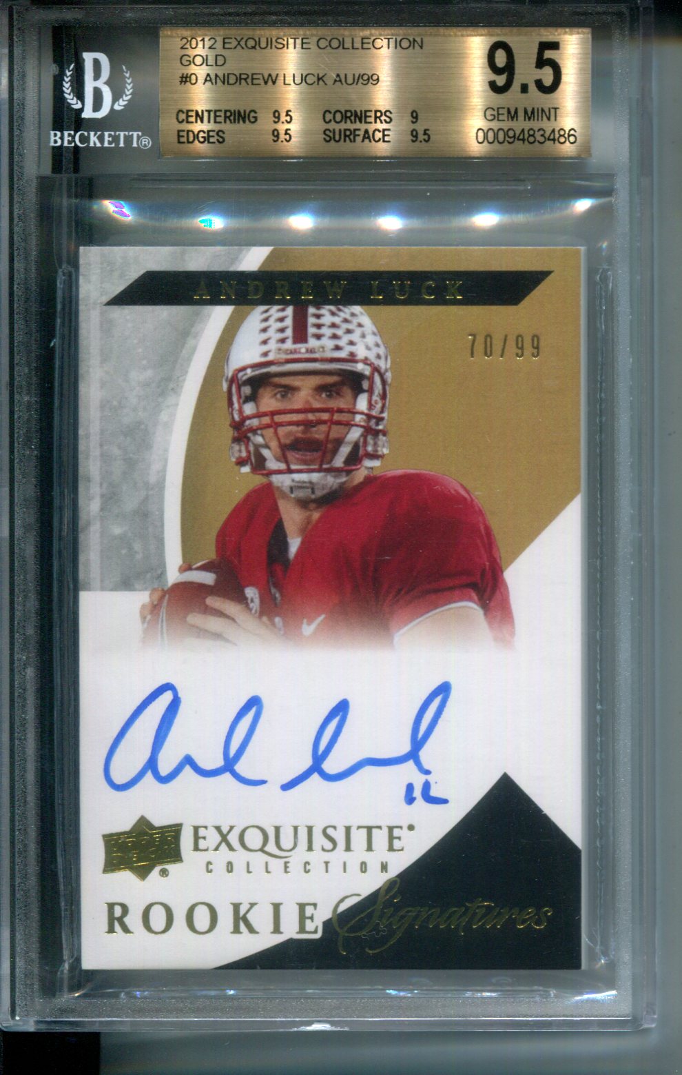 2012 Exquisite Collection Andrew Luck #0 Gold Rookie Auto #70/99 BGS 9.5