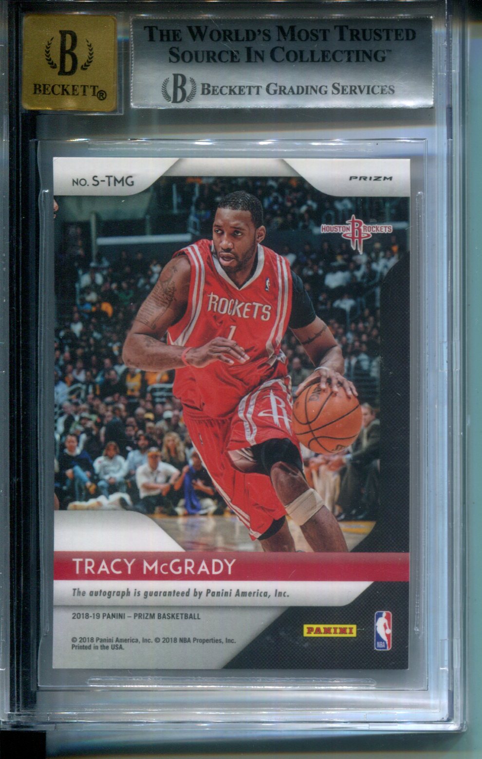 2018-19 Panini Prizm Signatures Prizm Choice Tracy McGrady #58 AUTO BGS 9