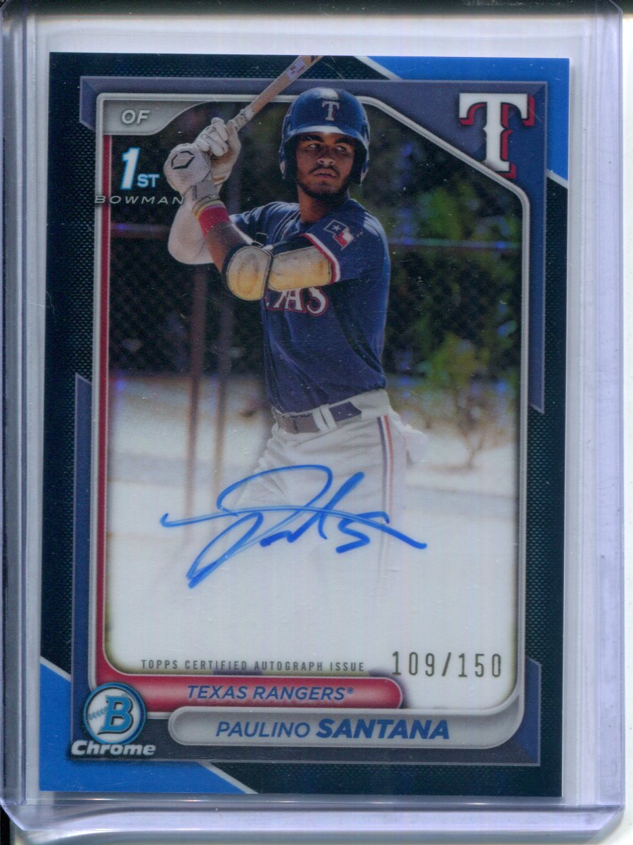 2021 Bowman Chrome Paulino Santana #CPA_PS Blue Refractor #109/150 AUTO