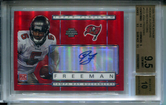 2009 Topps Platinum Rookie Red Refractor Josh Freeman #7/10 AUTO BGS 9.5