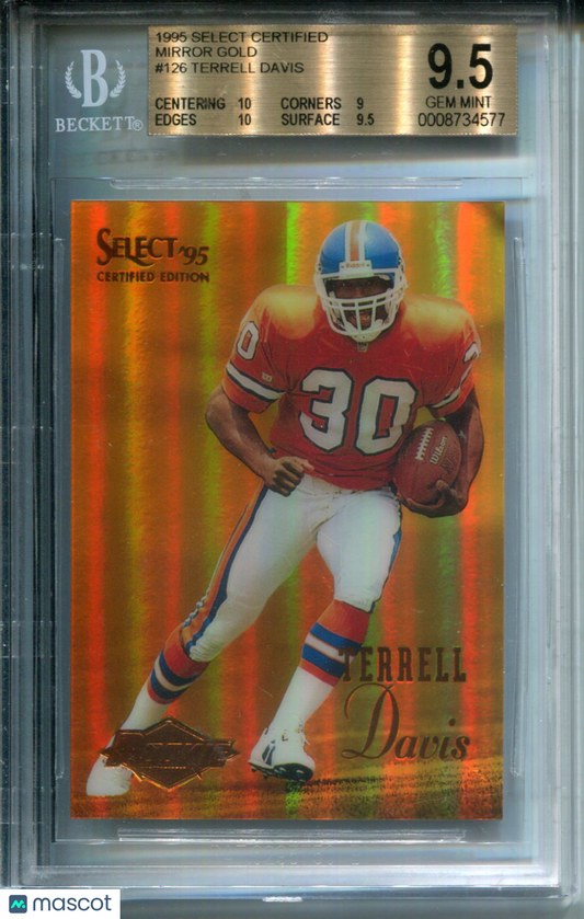 1995 Select Certified Mirror Gold Terrell Davis #126 Rookie Card BGS 9.5