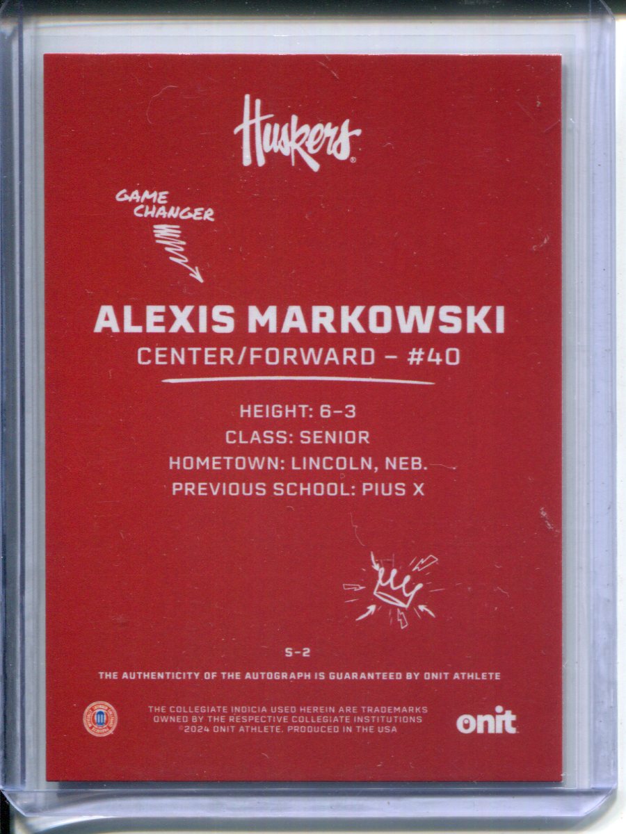 2024-25 Onit Nebraska Signature Series AUTO  Alexis Markowski #37/60