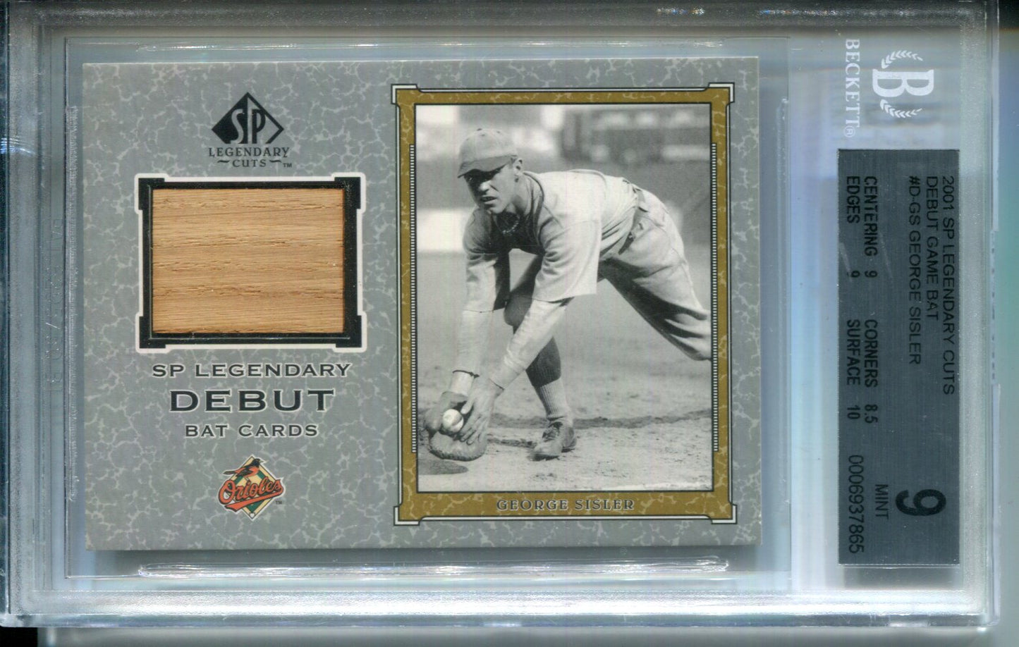 2001 SP Legendary Cuts Debut Game Bat George Sisler #DGS BGS 9