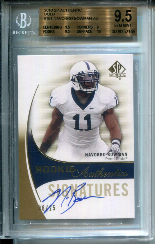 2010 SP Authentic Gold #6/25 Rookie NaVorro Bowman AUTO #161 BGS 9.5