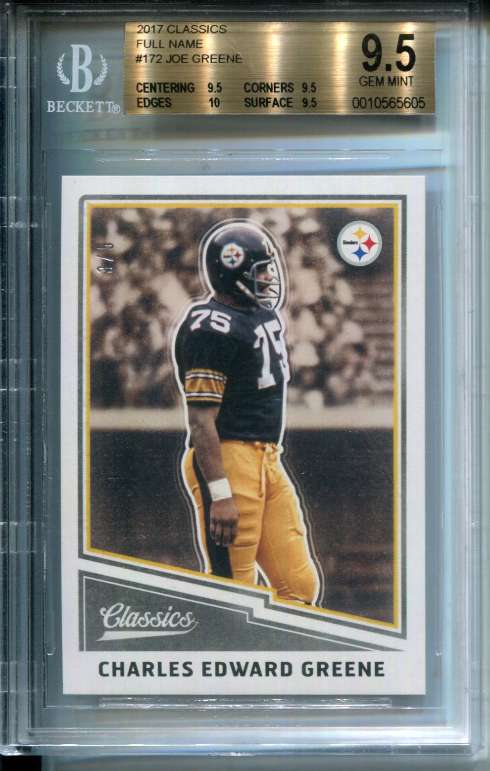 2017 Panini Classics Full Name #3/5 Steelers Joe Greene #172 BGS 9.5