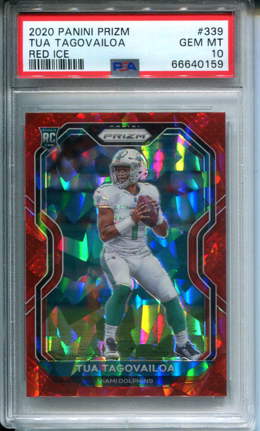 2020 Panini Prizm Tua Tagovailoa #339 Red Ice Rookie Dolphins PSA 10