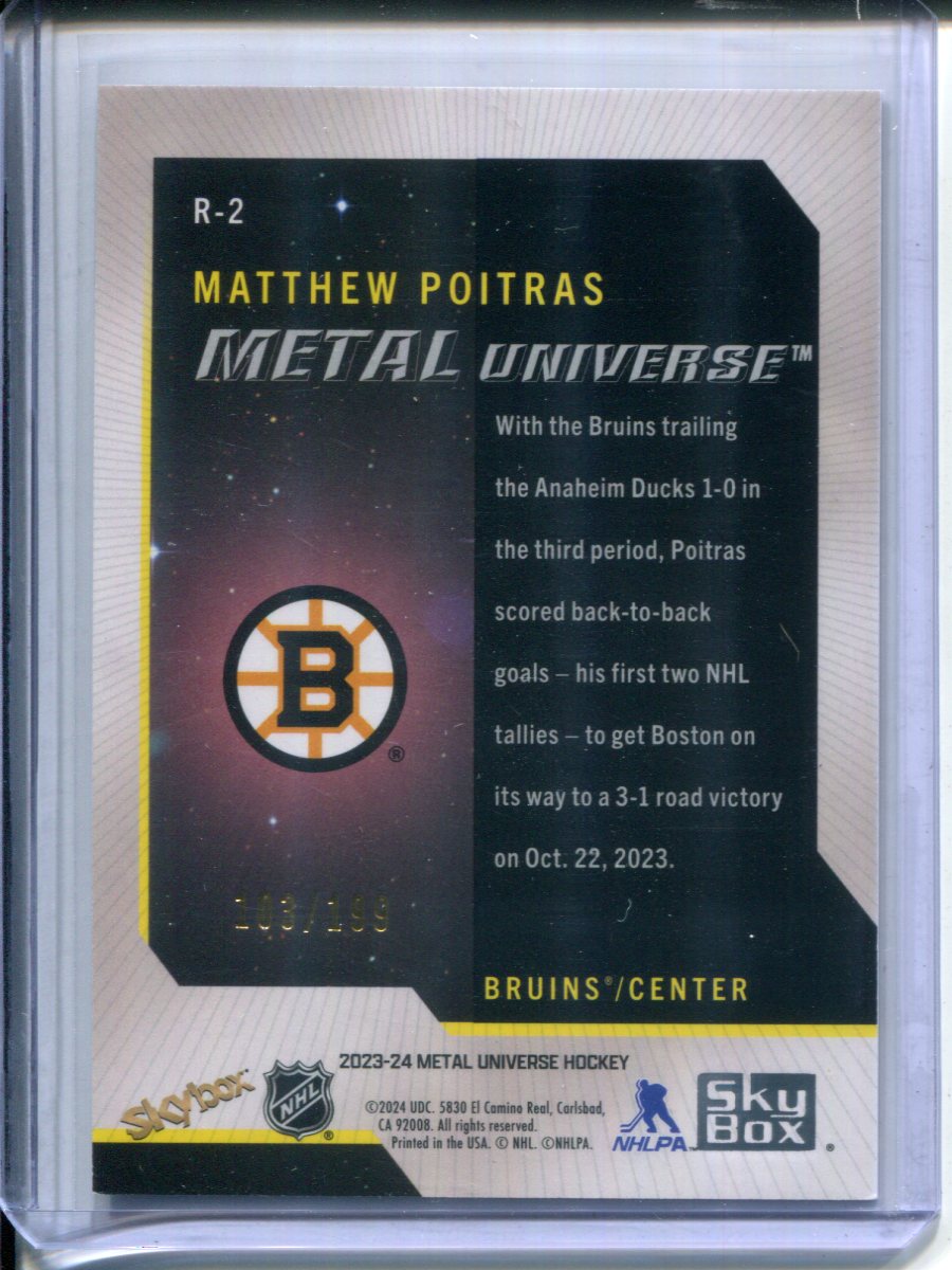 2023-24 Metal Universe Rookie Retro Matthew Poitras /199 RC Purple Spectrum F/X