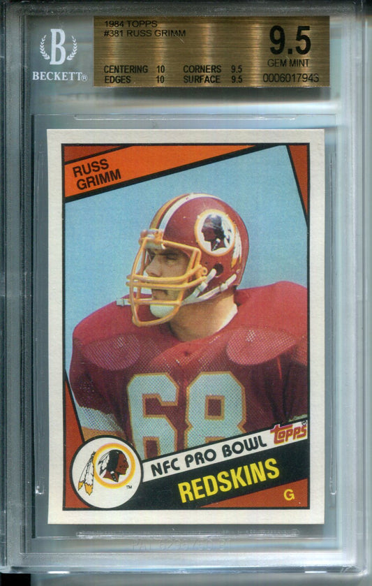 1984 Topps Russ Grimm #381 Rookie GEM MINT BGS 9.5