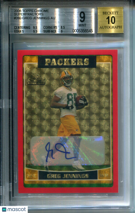 2006 Topps Chrome SuperFractor #1/1 AUTO Super Greg Jennings #260 BGS 9