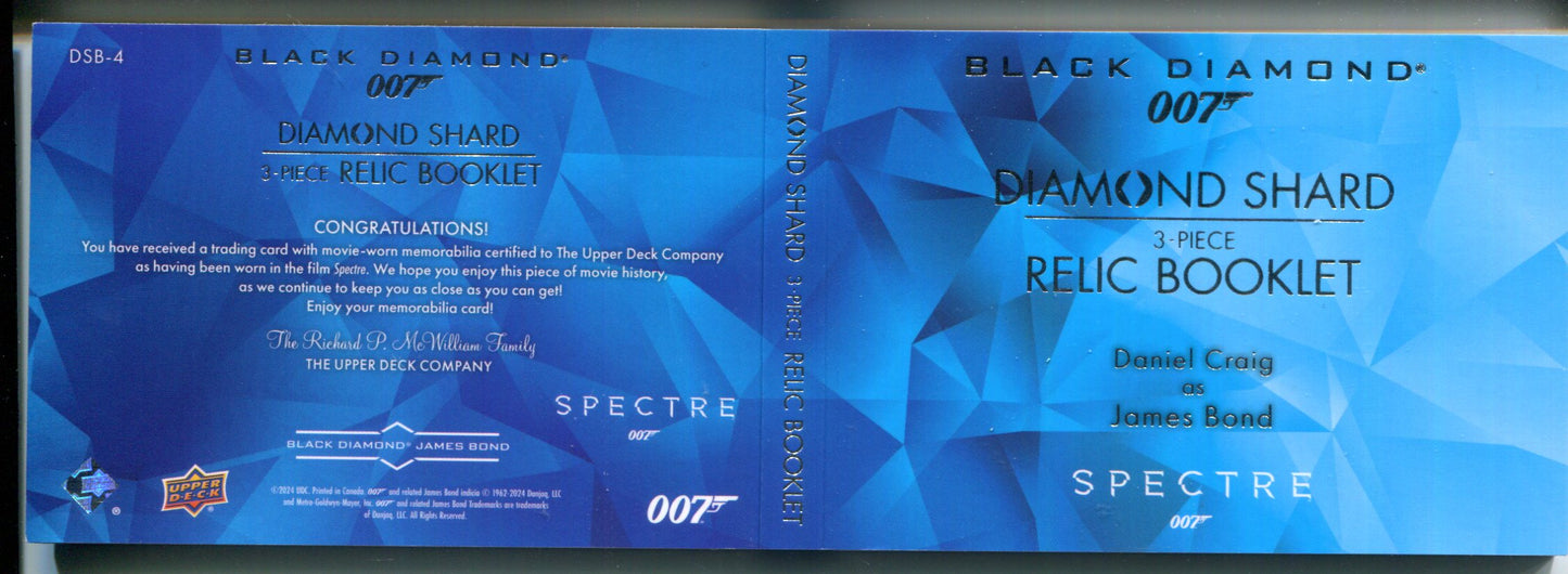 2024 Black Diamond Spectre Diamond Shard Relic Booklet Daniel Craig James Bond