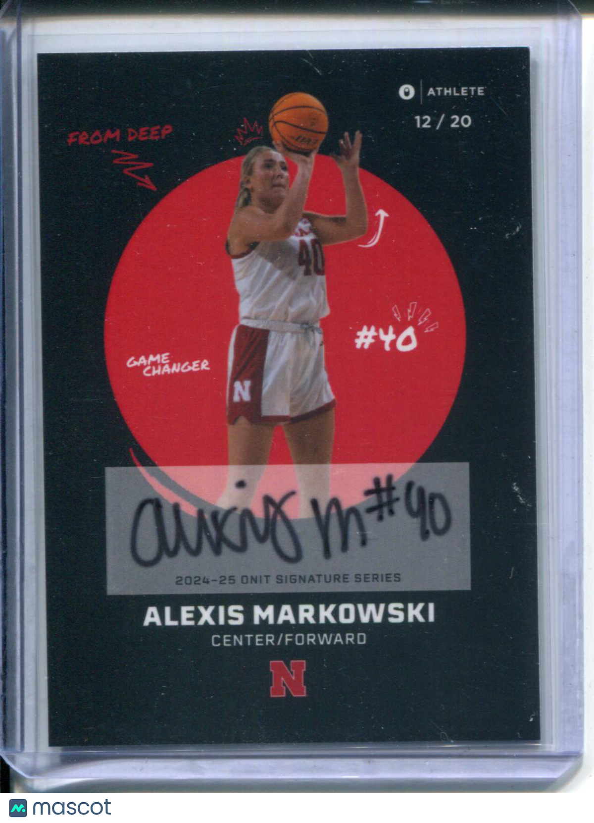 2024-25 Onit Nebraska Signature Series BLACK AUTO Alexis Markowski #12/20