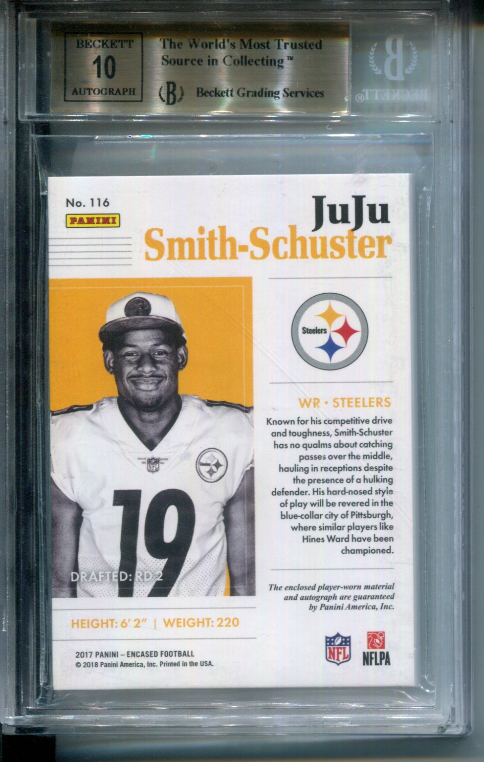 2017 Panini Encased RC Patch NFL SHIELD AUTO Juju Smith-Schuster #1/1 BGS 9.5