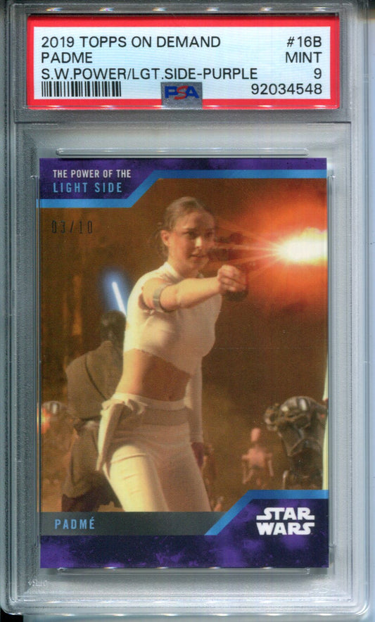 Padme 2019 Topps Star Wars The Power Of The Light Side Purple #3/10 PSA 9