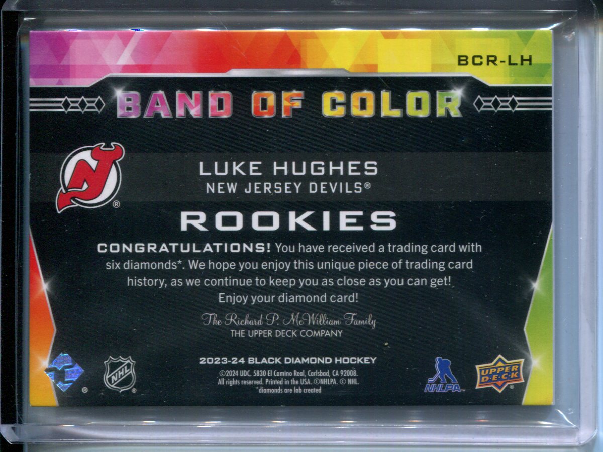 2023-24 Black Diamond BAND OF COLOR Luke Hughes RC #11/24 Rookie