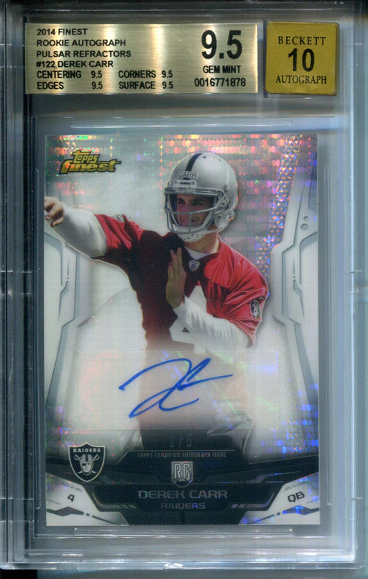 2014 Finest Rookie AUTO Pulsar Refractors Derek Carr AUTO #2/5 BGS 9.5