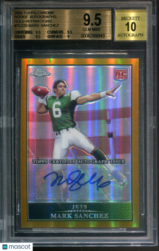 2009 Topps Chrome Rookie AUTO Gold Refractor #4/10 Mark Sanchez #TC220 BGS 9.5