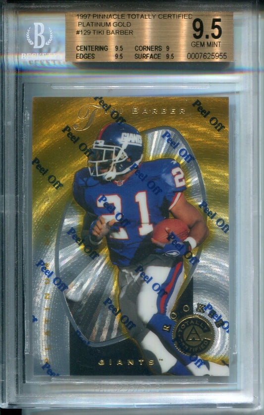 1997 Pinnacle Totally Certified Platinum Gold #29/30 Rookie Tiki Barber BGS 9.5