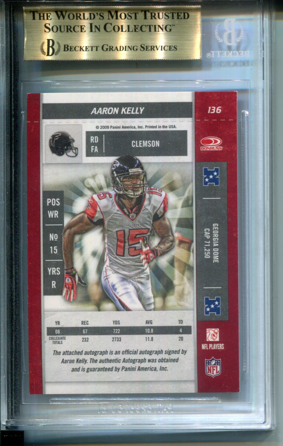 2009 Playoff Contenders Aaron Kelly #136 AUTO /21 Rookie (Shortest SP) BGS 9.5