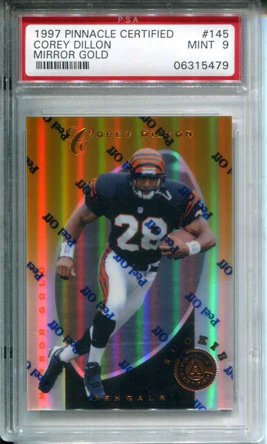 1997 Pinnacle Certified Corey Dillon #145 Mirror Gold Rookie PSA 9