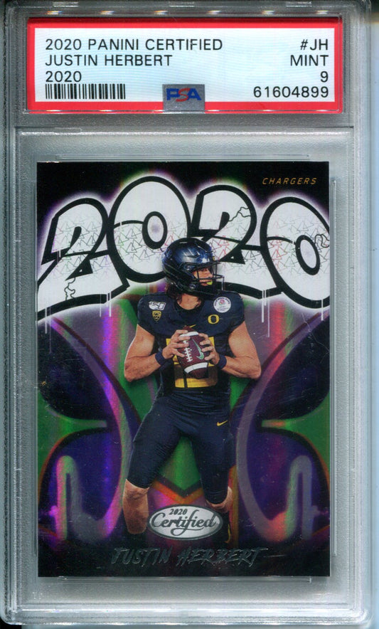 2020 Panini Certified 2020 Justin Herbert #JH Graffiti Rookie PSA 9