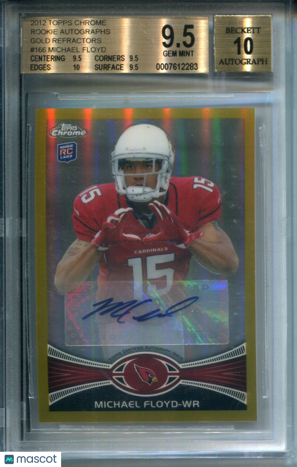 2012 Topps Chrome Rookie AUTO Gold Refractor #4/10 Michael Floyd #166 BGS 9.5