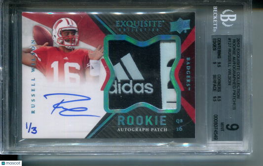 2012 Exquisite Collection Rookie Autographed Patches Russell Wilson #127 BGS 9