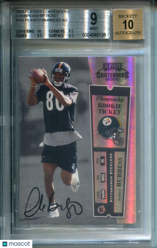 2000 Contenders Championship Ticket #80/100 (JERSEY #) Plaxico Burress BGS 9