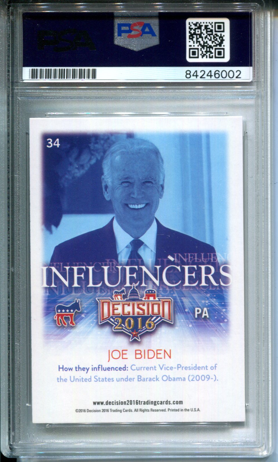 Joe Biden Signed Autograph 2016 Leaf Decision AUTO PSA President Presidential