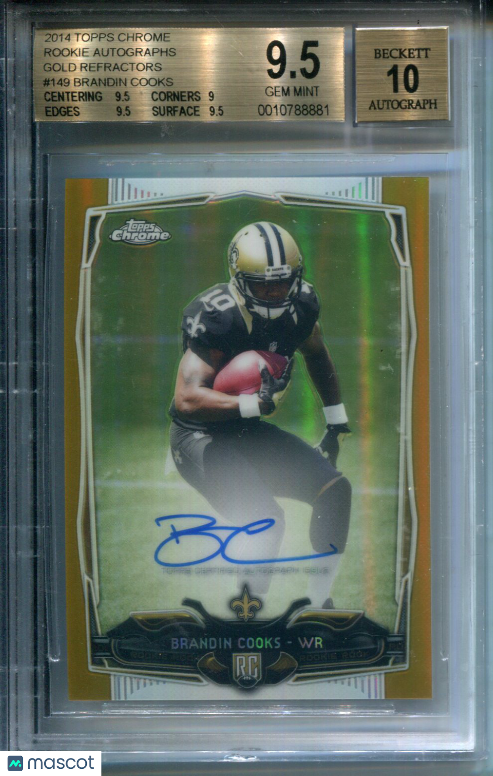 2014 Topps Chrome Rookie AUTO Gold Refractor #10/10 Brandin Cooks #149 BGS 9.5