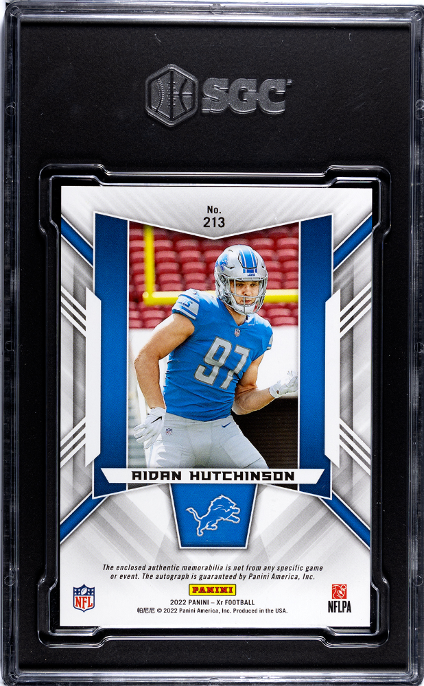 2022 Xr Aidan Hutchinson #213 Rookie Triple Swatch Auto Gold SGC 8 1/10 pop 1