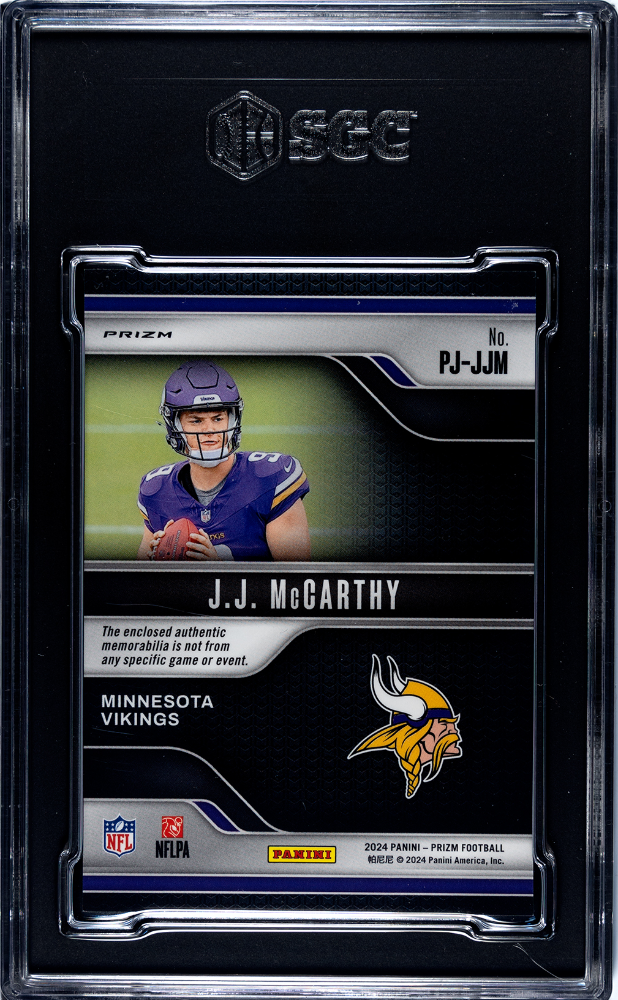 2024 Panini Prizm JJ Mccarthy #PJ-JJM Premier Jerseys SGC 9.5 POP 6