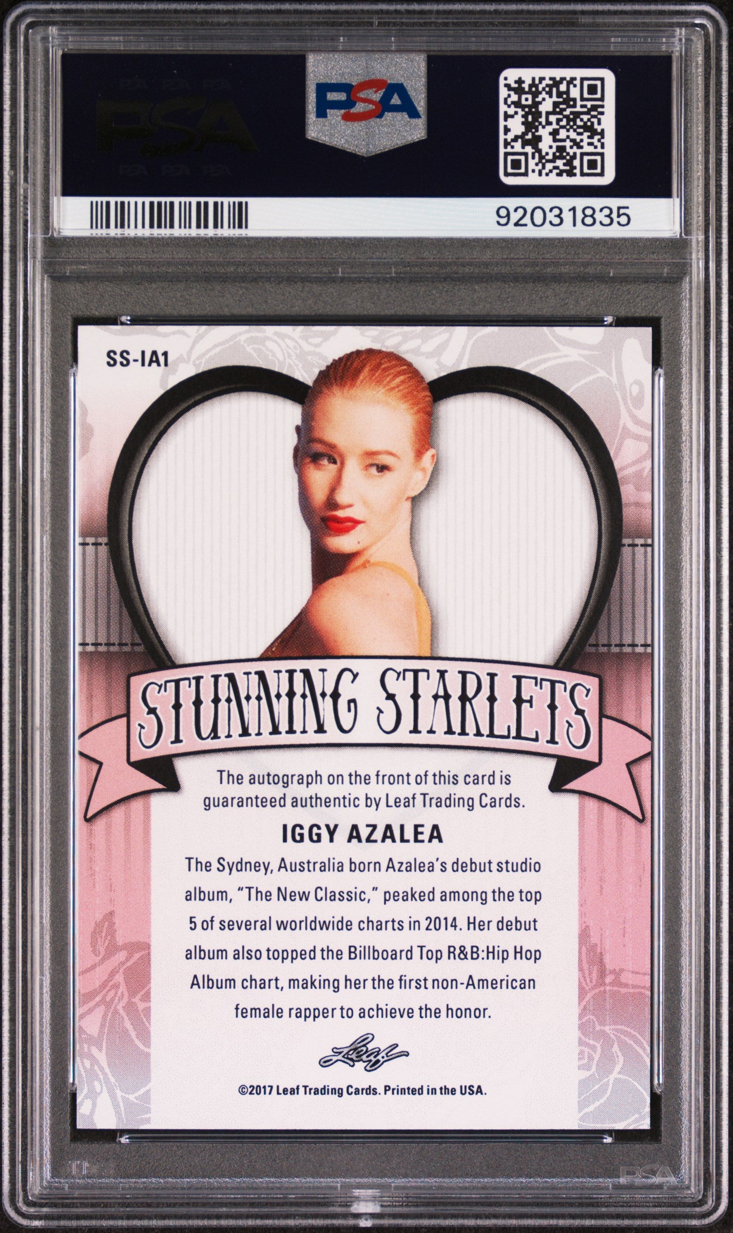 Iggy Azalea 2017 Leaf Pop Century Stunning Starlets Autographs AUTO PSA 10