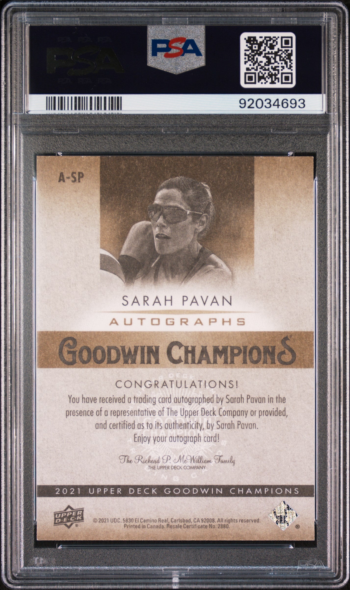 2021 Goodwin Champions AUTO Nebraska Sarah Pavan Inscription #12/35 PSA 9