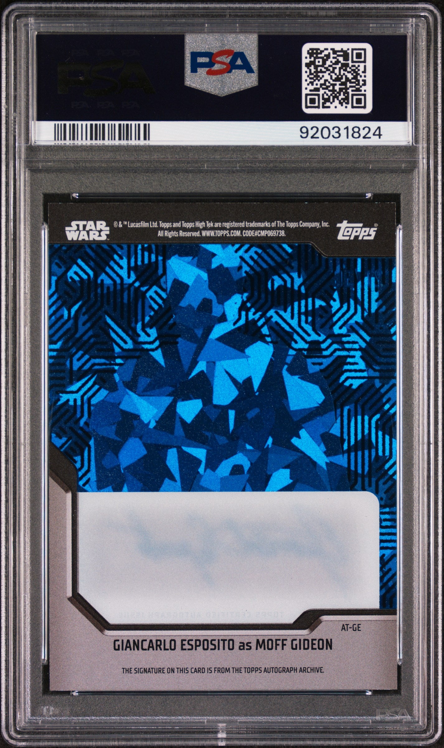 Giancarlo Esposito MOFF GIDEON 2023 Topps Star Wars High Tek AUTO Blue /50 PSA 9